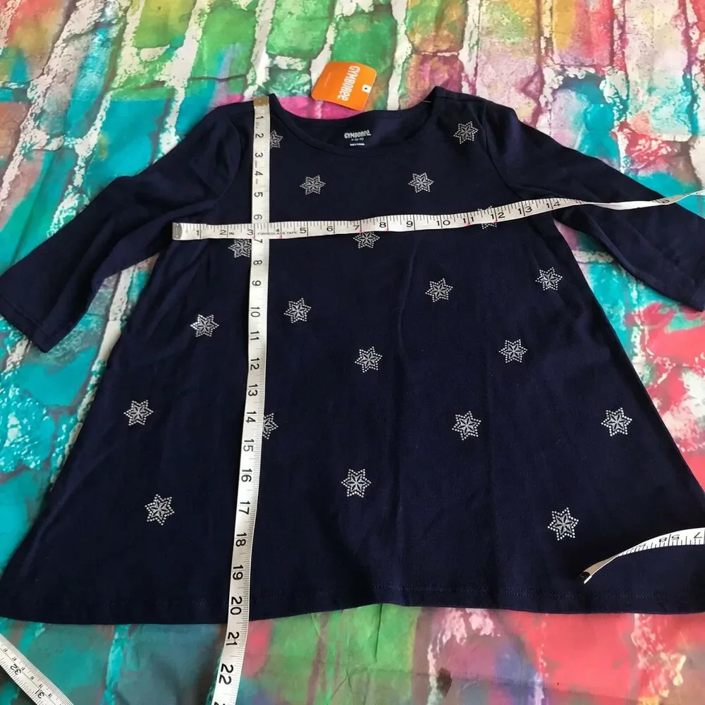 Gymboree Girls Tunic Size S 5‎ 6 North Pole Party Snowflake Print Navy Blue NEW